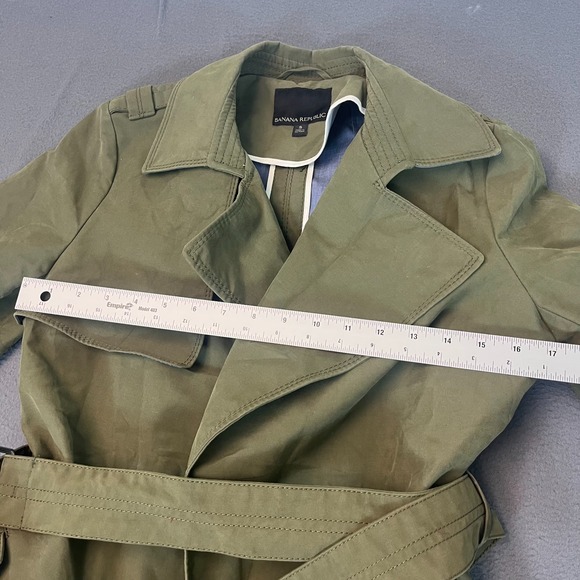 Banana Republic Womens Small Utility Trench Coat Flight Jacket Green #361545 - Picture 7 of 13